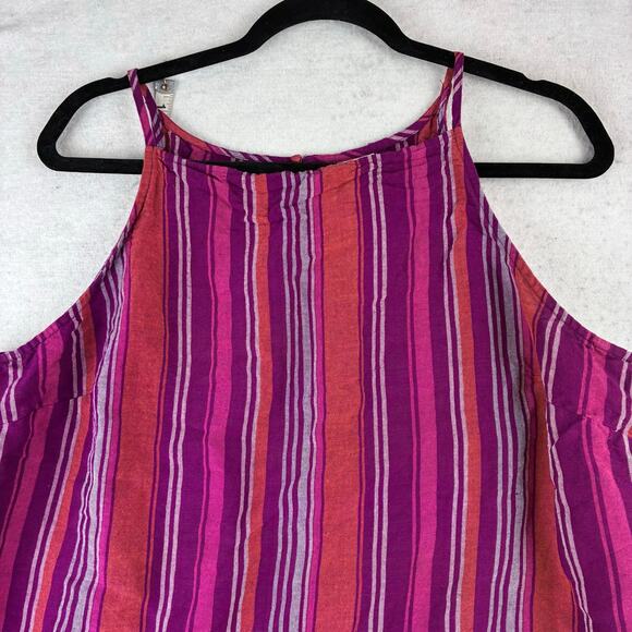 A New Day Sleeveless Crop Tank Women's XL Linen Rayon Blend Pink Purple Stripe - Picture 6 of 9